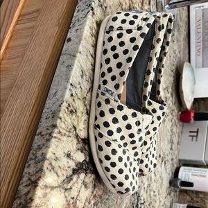 TOMS Black and Cream Polka Dot Slip-Ons